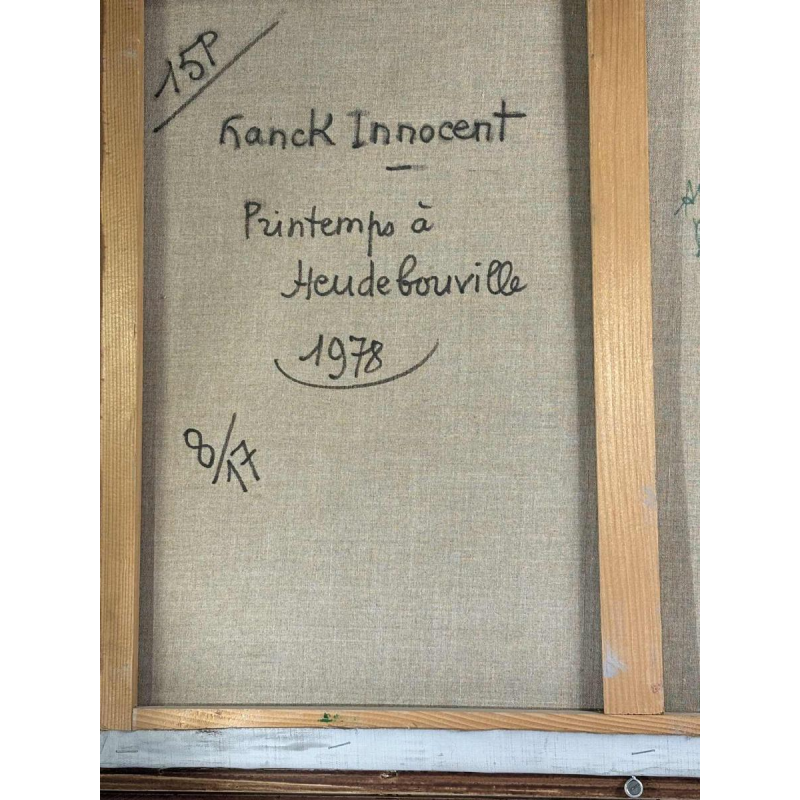 Franck Innocent Spring in Heudebouville post-impressionist painting oil on canvas, 1978