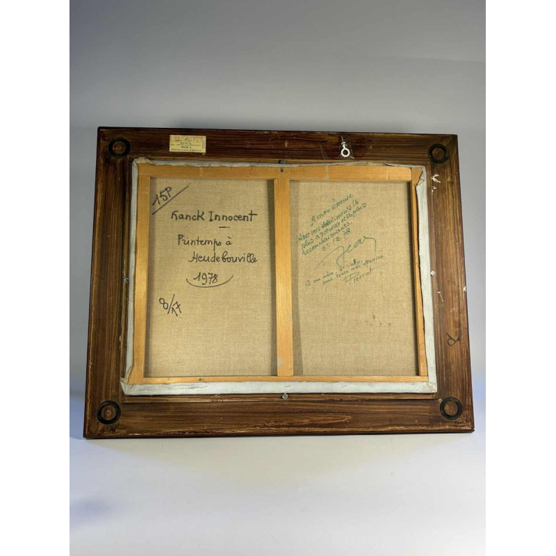 Franck Innocent 'Lente in Heudebouville' post-impressionistische schilderij olieverf op doek, 1978