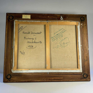 Franck Innocent 'Printemps à Heudebouville' tableau post-impressionniste huile sur toile, 1978