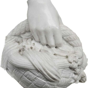 Monumental sculpture in Carrara marble Young women with a basket of flowers