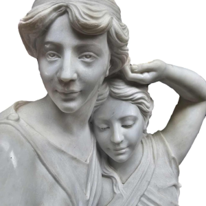 Monumental sculpture in Carrara marble Young women with a basket of flowers