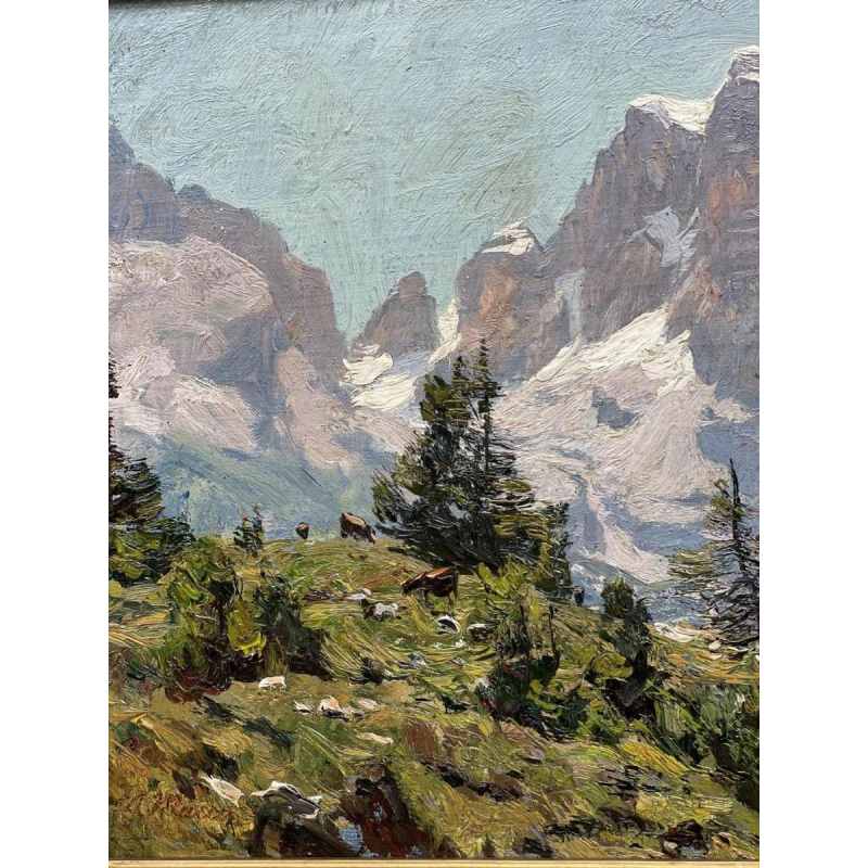 Georg MACCO (1863-1933) Berglandschap met koeien hsp 33x44 cm