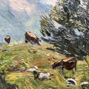 Georg MACCO (1863-1933) « Paysage montagnard avec vaches » hsp 33x44 cm