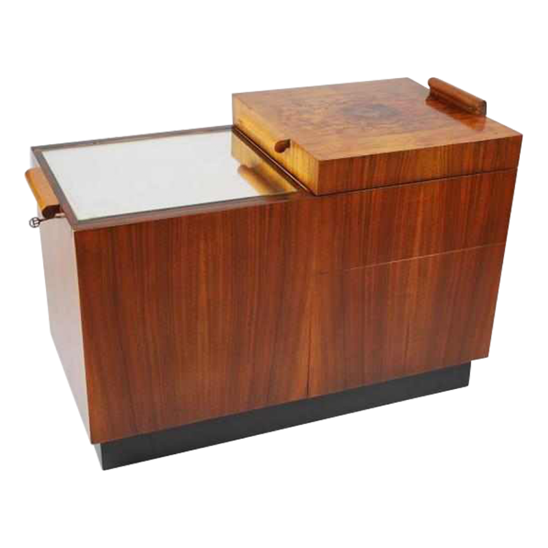 SOLD. BAR ART-DECO en palissandre et ronce de noyer
