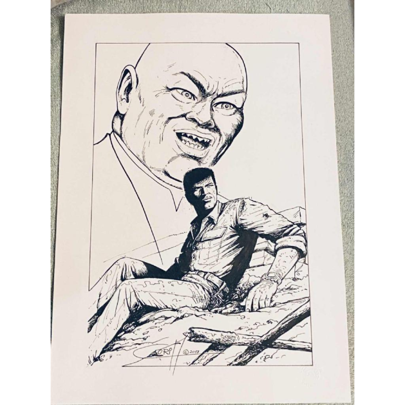Felicisimo Coria 'Bob Morane' dessin à l'encre de Chine sur carton , 2017