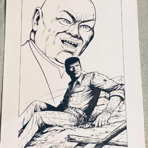 Felicisimo Coria 'Bob Morane' Indian ink drawing on paper, 2017