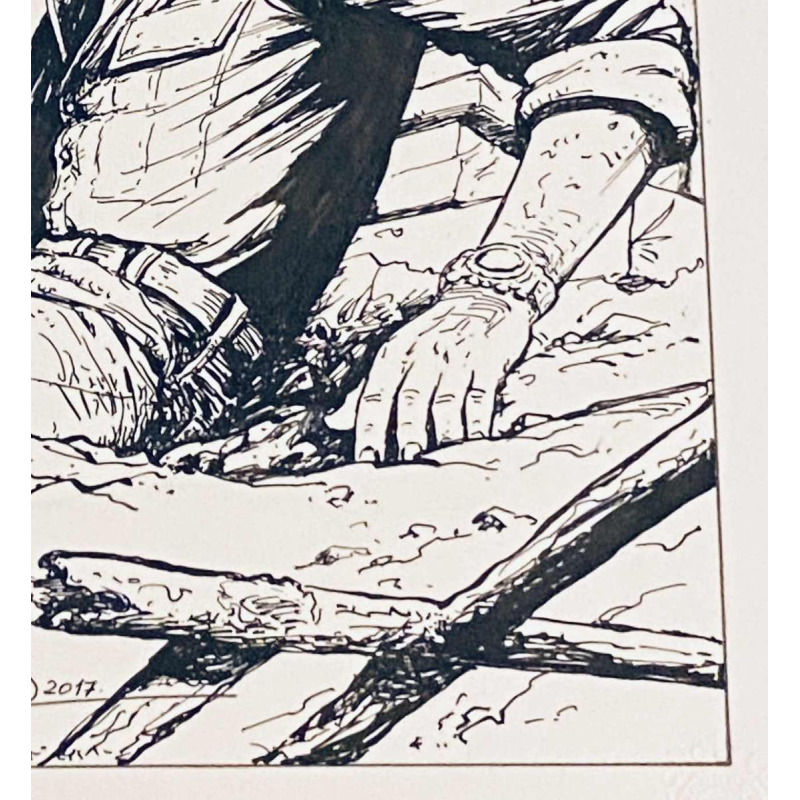 Felicisimo Coria 'Bob Morane' dessin à l'encre de Chine sur carton , 2017