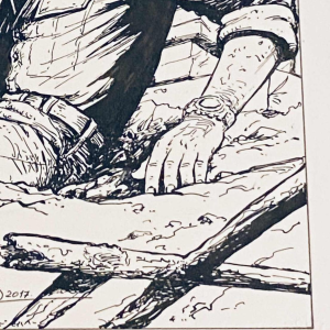 Felicisimo Coria 'Bob Morane' Indian ink drawing on paper, 2017