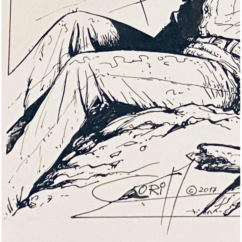 Felicisimo Coria 'Bob Morane' Indian ink drawing on paper, 2017