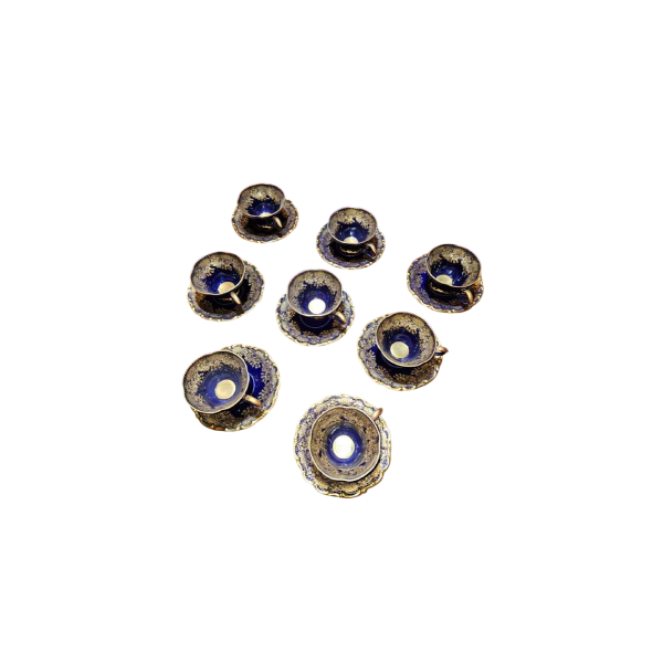 Linder Kueps Bavaria, 8 porcelain cups and saucers 1960.