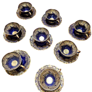 Linder Kueps Bavaria, 8 porcelain cups and saucers 1960.
