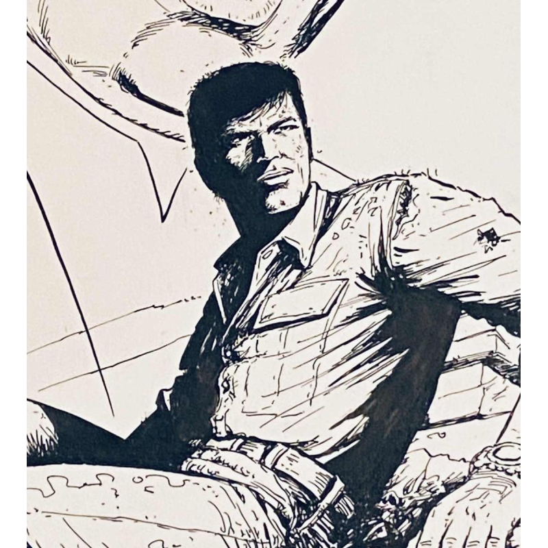 Felicisimo Coria 'Bob Morane' tekening in Oost-Indische inkt op papier, 2017