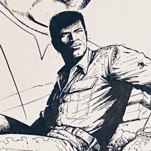 Felicisimo Coria 'Bob Morane' dessin à l'encre de Chine sur carton , 2017