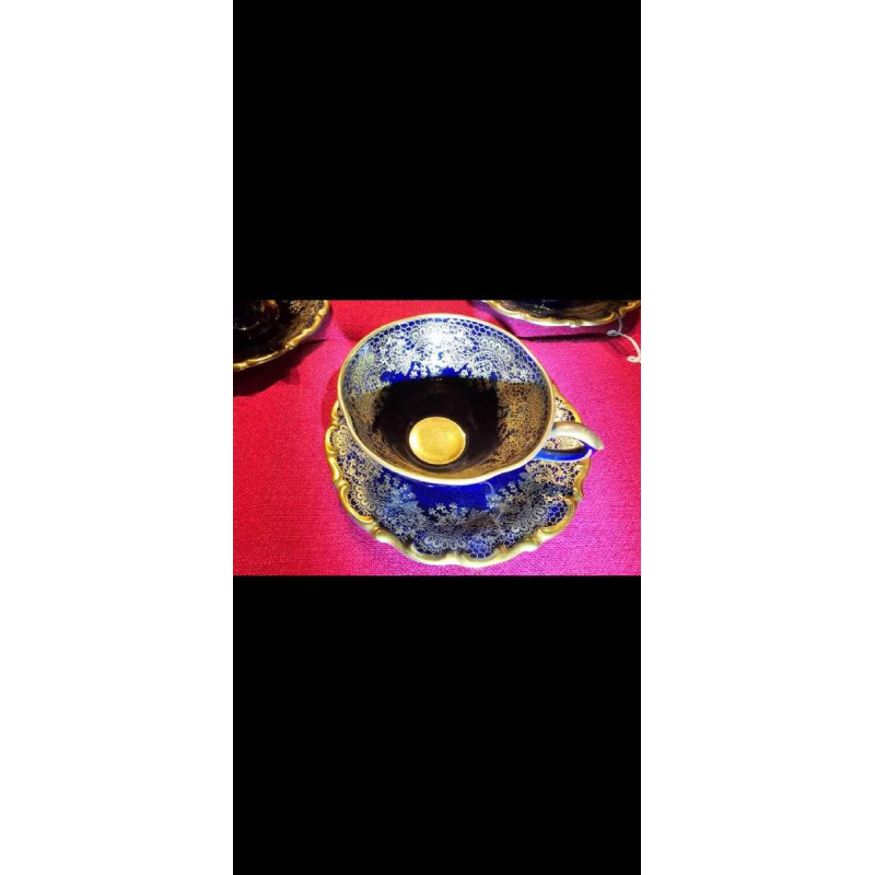 Linder Kueps Bavaria, 8 porseleinen kop en schotels 1960.