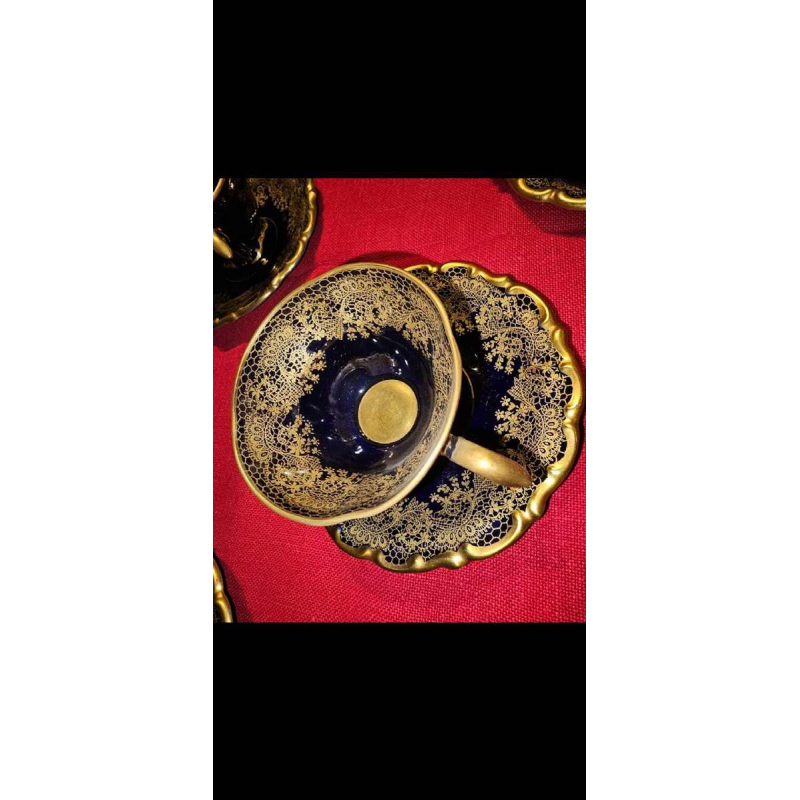 Linder Kueps Bavaria, 8 porcelain cups and saucers 1960.