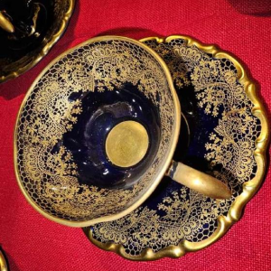 Linder Kueps Bavaria, 8 porcelain cups and saucers 1960.