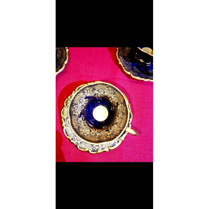 Linder Kueps Bavaria, 8 porcelain cups and saucers 1960.