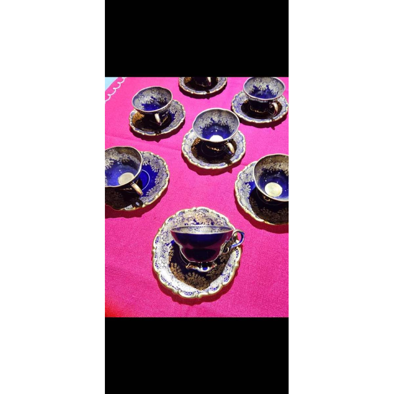 Linder Kueps Bavaria, 8 porcelain cups and saucers 1960.