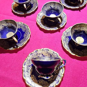 Linder Kueps Bavaria, 8 tasses et sous tasses en porcelaine 1960.