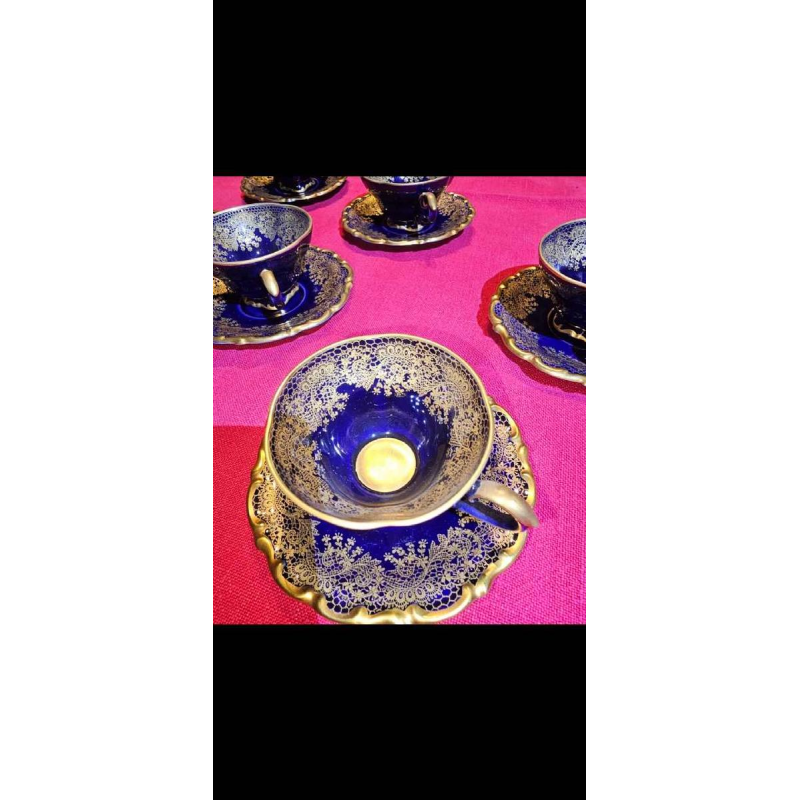 Linder Kueps Bavaria, 8 porcelain cups and saucers 1960.