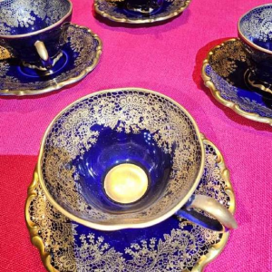 Linder Kueps Bavaria, 8 porcelain cups and saucers 1960.