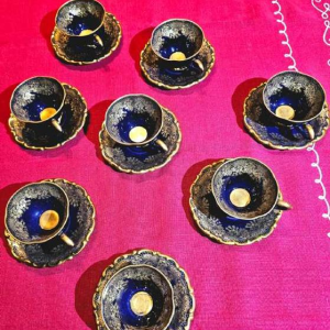 Linder Kueps Bavaria, 8 porcelain cups and saucers 1960.