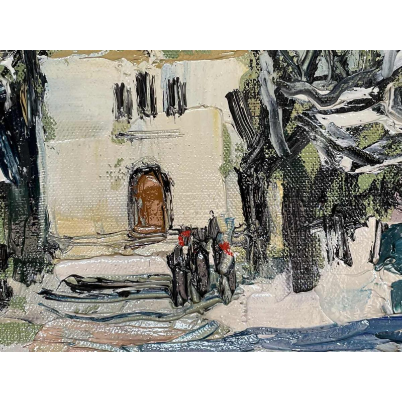 Renée THEOBALD (1926-2014): Het dorp Les Houches onder de sneeuw hst 33x41