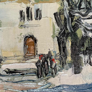 Renée THEOBALD (1926-2014): The village of Les Houches under the snow hst 33x41