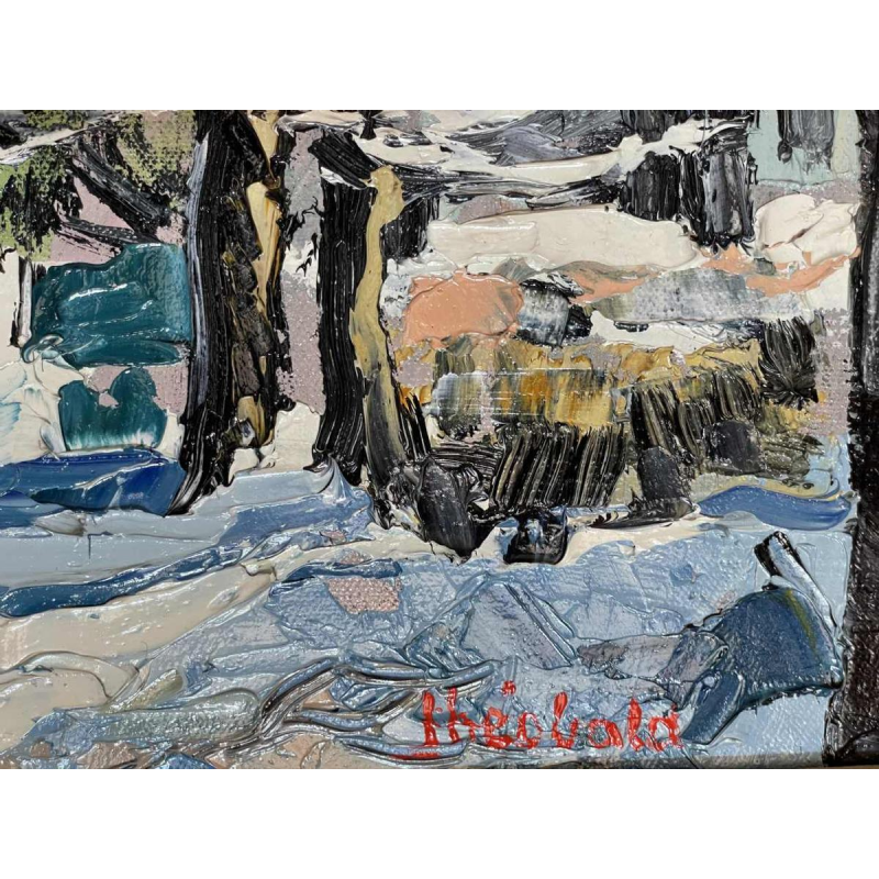 Renée THEOBALD (1926-2014): The village of Les Houches under the snow hst 33x41