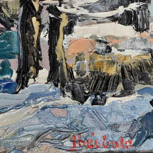 Renée THEOBALD (1926-2014): « Le village des Houches sous la neige. » hst 33x41