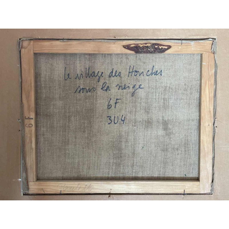 Renée THEOBALD (1926-2014): « Le village des Houches sous la neige. » hst 33x41