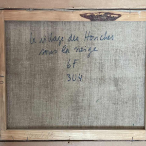 Renée THEOBALD (1926-2014): « Le village des Houches sous la neige. » hst 33x41