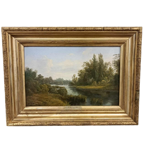 David Ortlieb, Landscape painting on wood, 1860, Colmar school