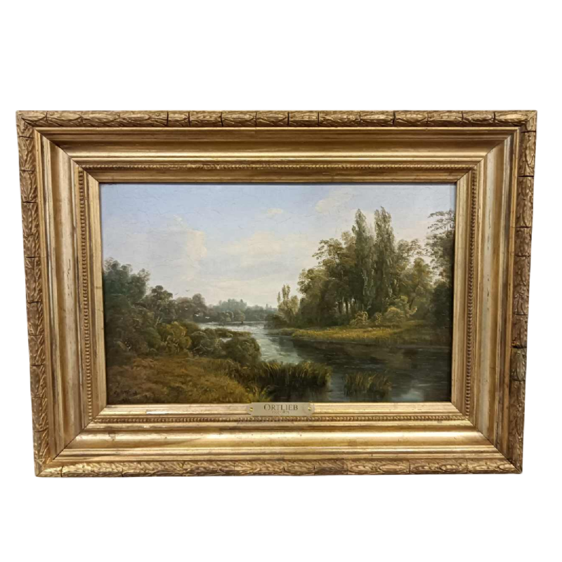David Ortlieb, Landscape painting on wood, 1860, Colmar school