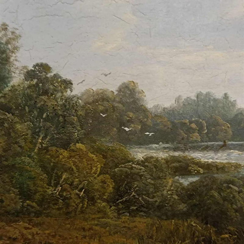 David Ortlieb, Landscape painting on wood, 1860, Colmar school