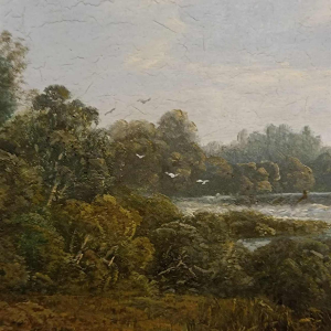 David Ortlieb, tableau paysage sur bois de 1860, école de Colmar