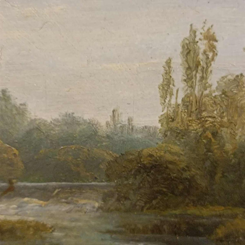 David Ortlieb, tableau paysage sur bois de 1860, école de Colmar