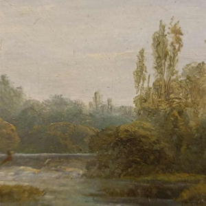 David Ortlieb, Landscape painting on wood, 1860, Colmar school