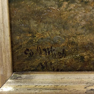 David Ortlieb, tableau paysage sur bois de 1860, école de Colmar