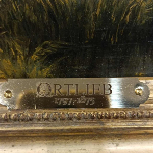 David Ortlieb, Landschapschilderij op hout uit 1860, Colmar school