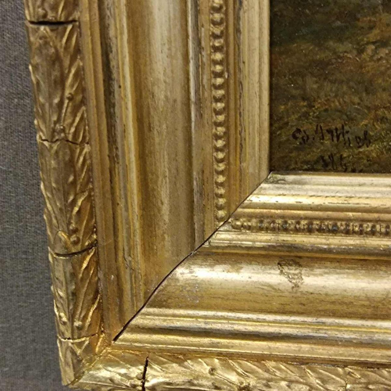 David Ortlieb, Landscape painting on wood, 1860, Colmar school