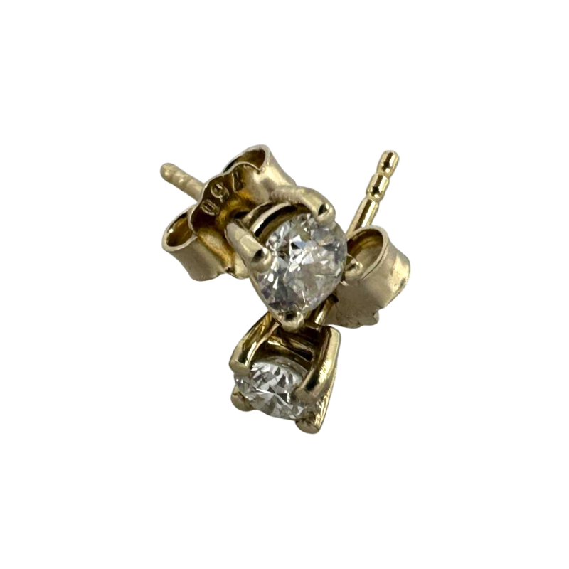 Boucles d'oreilles 'Clous' en or jaune 18 K serties de diamants taille brillant, 21ème siècle