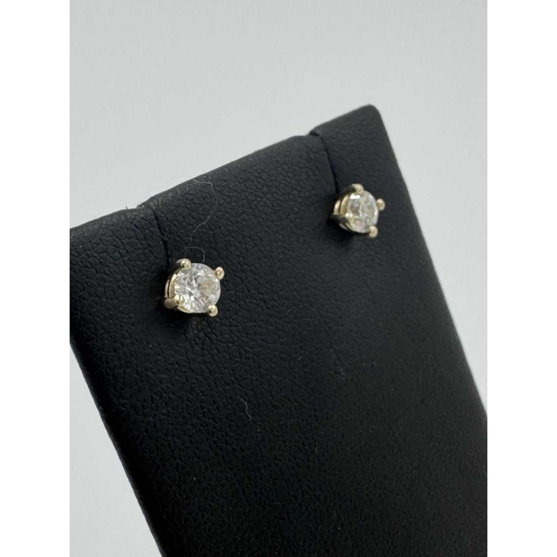 18 K yellow gold set stud earrings with brilliant-cut diamonds, 21st century