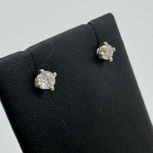 geelgoud oorbellen 18 K bezet met briljantgeslepen diamanten, 21e eeuw