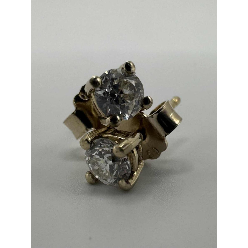 geelgoud oorbellen 18 K bezet met briljantgeslepen diamanten, 21e eeuw