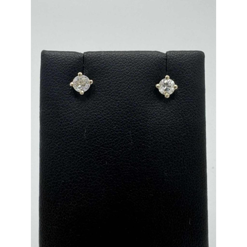 18 K yellow gold set stud earrings with brilliant-cut diamonds, 21st century