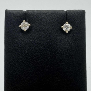18 K yellow gold set stud earrings with brilliant-cut diamonds, 21st century