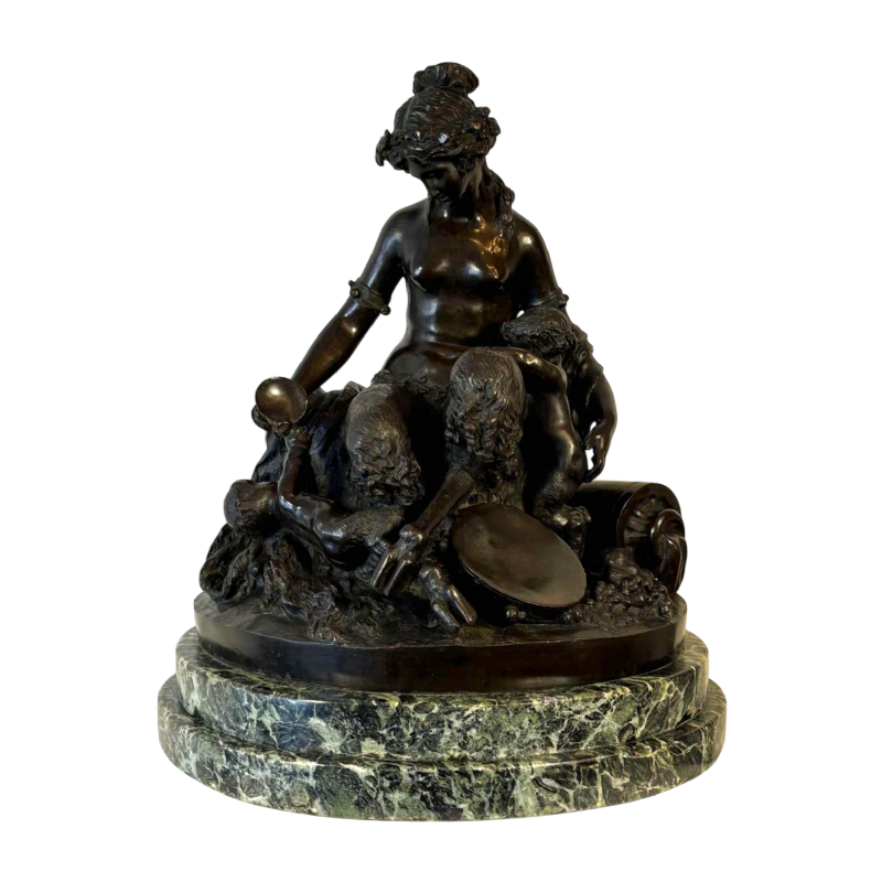 Groupe en bronze représentant une faunesse et ses deux enfants, d'après Clodion, 19e siècle