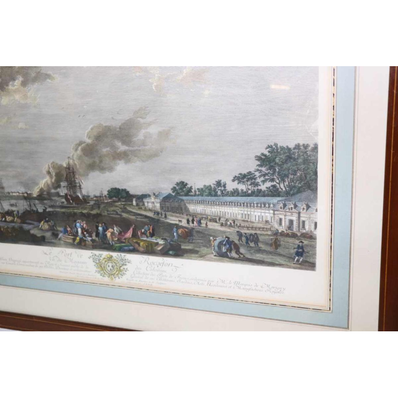 Eau-Forte aquarellée "Le Port de Rochefort" Le Bas - Cochin fils - Vernet 1767