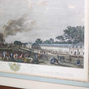 Eau-Forte aquarellée "Le Port de Rochefort" Le Bas - Cochin fils - Vernet 1767